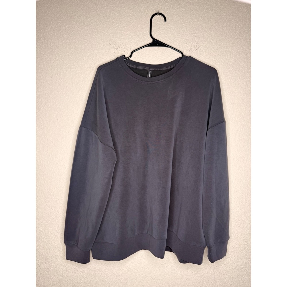 LazyPants Womens Luxe Crewneck Sweatshirt XL Charcoal Gray Modal Relaxed